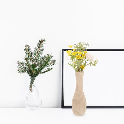 STOBAZA Rustic Small Wood Flower Vase for Dried and Artificial Arrangements Smooth Wooden Craft Decorative Vase for Office Home Wedding and Party Table Display