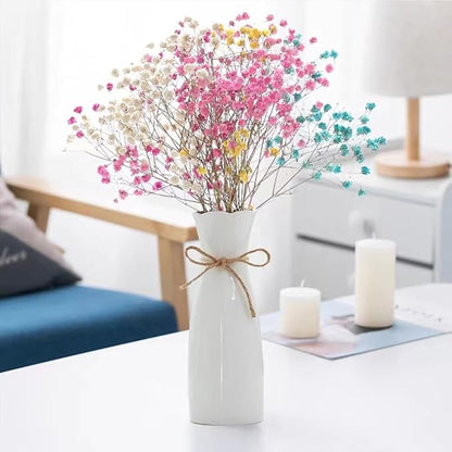 Boho Ceramic Vase with Rope, 8.2" H, Rustic Flower Vase Classic Style for Dried Flowers Fresh Flowers, Fit for Fireplace Bedroom Kitchen Living Room Centerpieces Office Desk