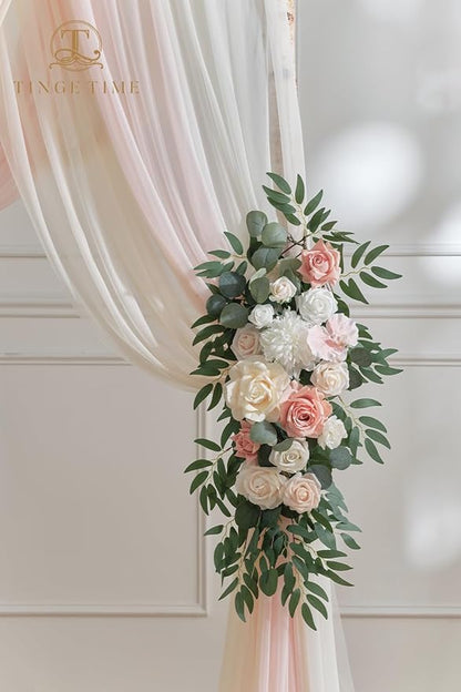 TINGE TIME Artificial Arch Flowers Kit Pack of 5, Wedding Decorations for Reception with Hanging Flowers, Wedding Arch Silk Floral Arrangements Ceremony Backdrop Bridal Shower Outdoor Party Decor