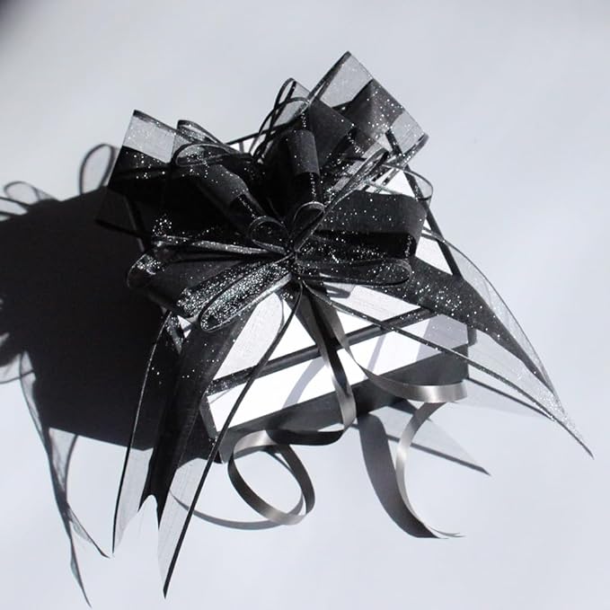 WEWILUCK Large Black Gift Bows - Perfect bows for Gift Wrapping,Big Pull Gift Wrap Bows for Man Present Decoration Birthdays Holiday Valentines Day and More(8 inches, 10PCS)