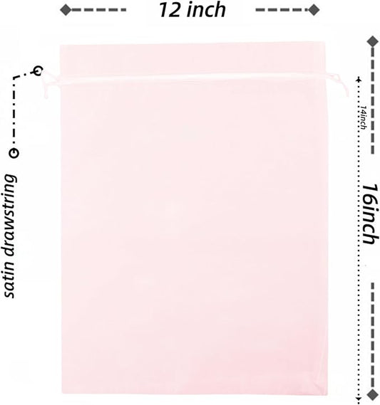 50 Pack 12 x 16 Inch Drawstring Jewelry Gift Organza Bags Plant Covers Plants Protection Bag D5B (A-PINK)