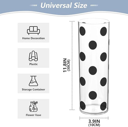 Vase Plastic Vase Elegant Cylinder Flower Vase Shatterproof Decorative Centerpiece for Home Table Office Weddings Events (11.8 x 3.9 in)
