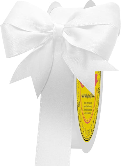 White Double Face Satin Ribbon 1 inch X 50 Yards Spool Bright Colors Very Suitable for Weddings Gift Package Wrapping Dancer Wand Sewing Party Hair Bow Invitation Decorations and More