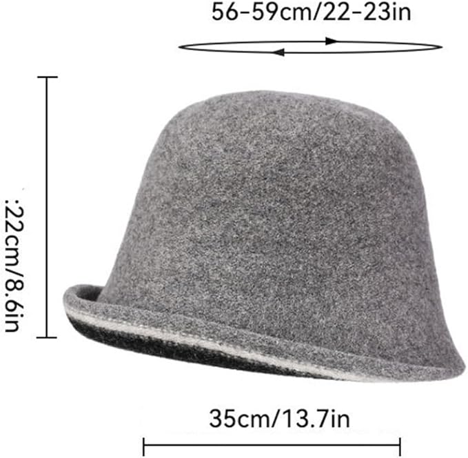 Women Warm Vintage Bucket Hats Fashion Fedora Cloche Cap Classic Felt Bowler Hat Outdoor Fall Winter