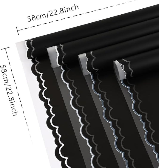 FUHITIM 20 Sheets Flower Wrapping Paper - Waterproof Floral Bouquet Wrapping Paper, Florist Supplies Packaging Paper for Wedding Birthday Gift DIY Crafts (Black)