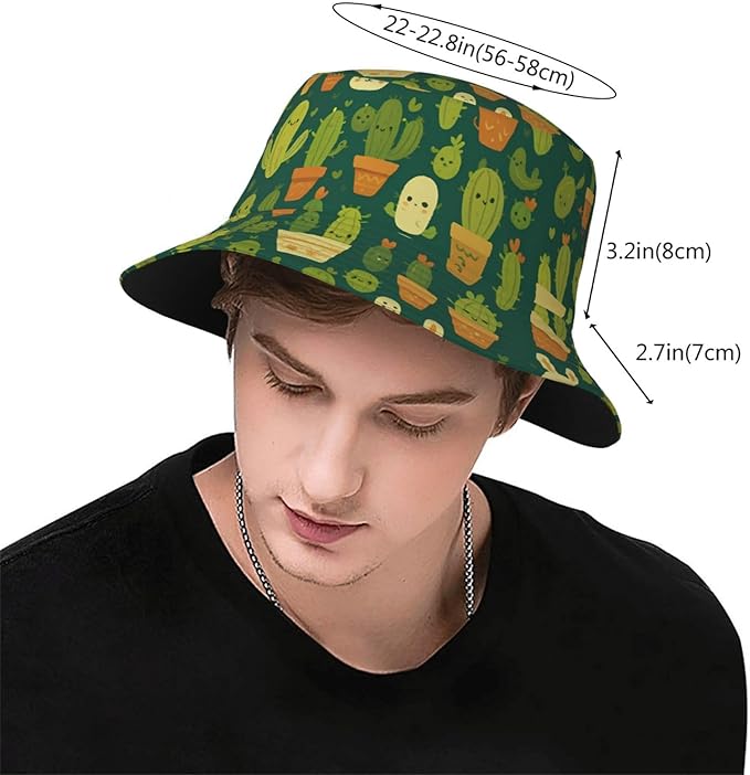 Cute Potted Cactus Bucket Hat Novelty Sun Hats Trendy Fisherman Cap for Men and Women