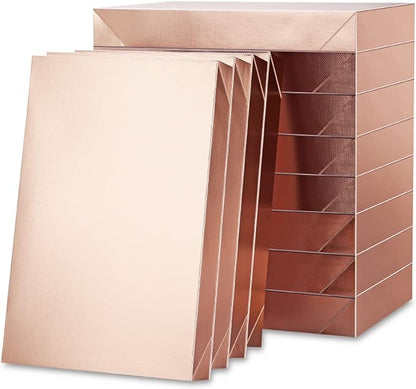 ROSEGLD 12 Large Gift Boxes with Lids 14.5x9.5x2 Inches, Rose Gold Gift Wrap Boxes (Glossy Rose Gold with Grain Texture) for Clothes, Apparel
