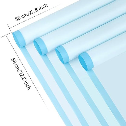 Jutieuo 20 Sheets Light Blue Flower Wrapping Paper, Waterproof Floral Wrap Blue Edge Bouquet Wrapping Paper Florist Supplies (22.8 x 22.8 inch)