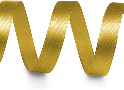3/8" x 100 Yards Satin Ribbon - Dark Gold Silk Ribbon with Spool - Ideal for Gift Wrapping, Floral Bouquets, Crafts, Wedding Party Decorations, Christmas and Sewing Projects