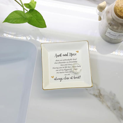 HOME SMILE Ceramic Ring Dish Jewelry Tray for Mom Sister Friends