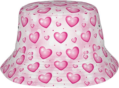 Love Bucket Hat Heart Fisherman Cap Romantic Bucket Hats Sun Caps for Hiking Camping