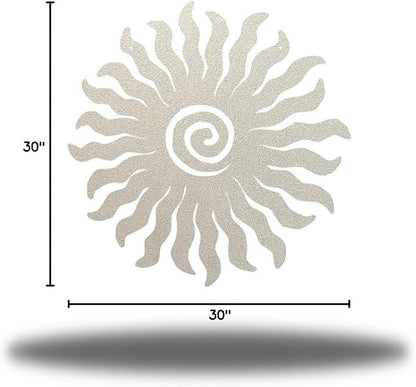 Riverside Designs Sunburst Metal Wall Art Steel Outdoor Decor - Heavy-Duty and Waterproof - Made in USA (30", Silver)