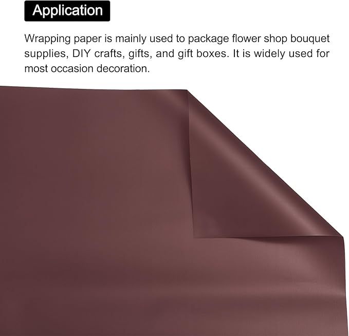 MECCANIXITY Pearlescent Film Flower Wrapping Paper 22.8x22.8 Inch Waterproof for DIY Crafts, Gift/Gift Box Packaging Chocolate Color Pack of 20