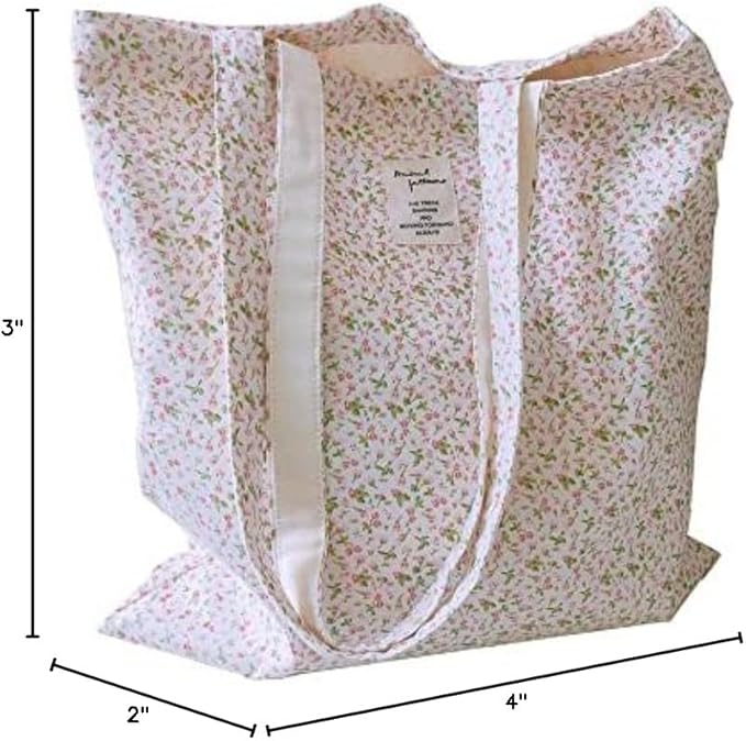 Cotton Canvas Tote Bag Reusable Soft Grocery Cloth Bag Floral Shoulder Bag for Beach Travel Shopping