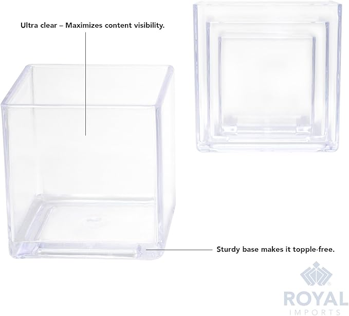 Royal Imports Flower Acrylic Vases Cubes, Decorative Centerpiece for Home or Wedding, Non Breakable Plastic, 5x5 - Clear