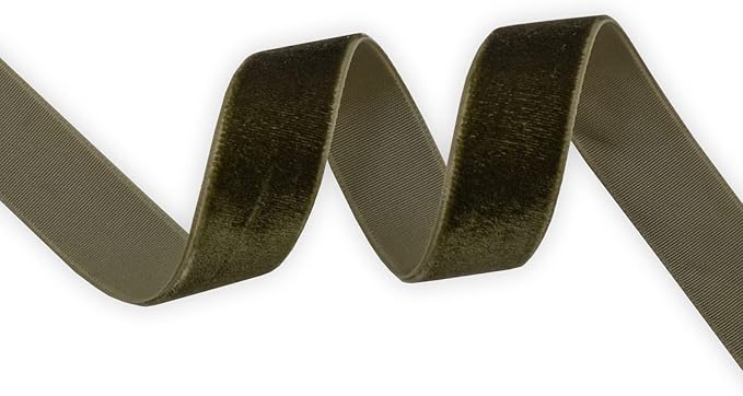 Nylon Velvet Ribbon Single Faced,5/8 Inch X 25Yards Spool (Moss Green)