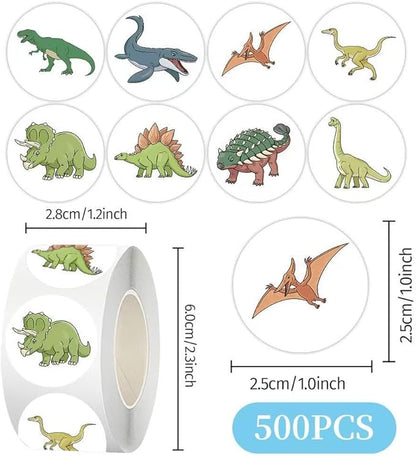 1000 Pcs Dinosaur Stickers for Kids Classroom Boys Girls School Students.2 Roll 1 Inch Cute Dino Animal Stickers Bulk Gift Party Favors.Teacher Reward Sticker Packs for Water Bottles Phone Laptop
