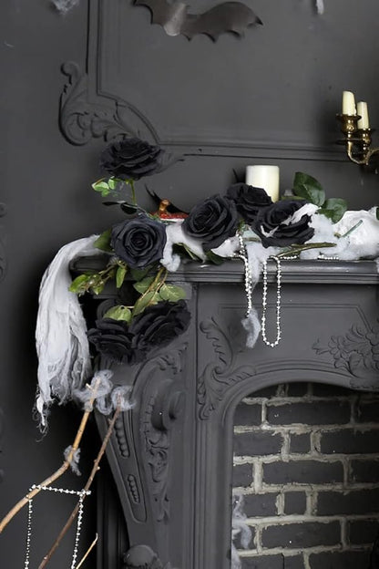Artificial Rose Flower Black Flowers Black Roses Silk Flowers 12 pcs with Long Stem Silk Roses Bouquet for Wedding Bridal Shower Party Home Decoration