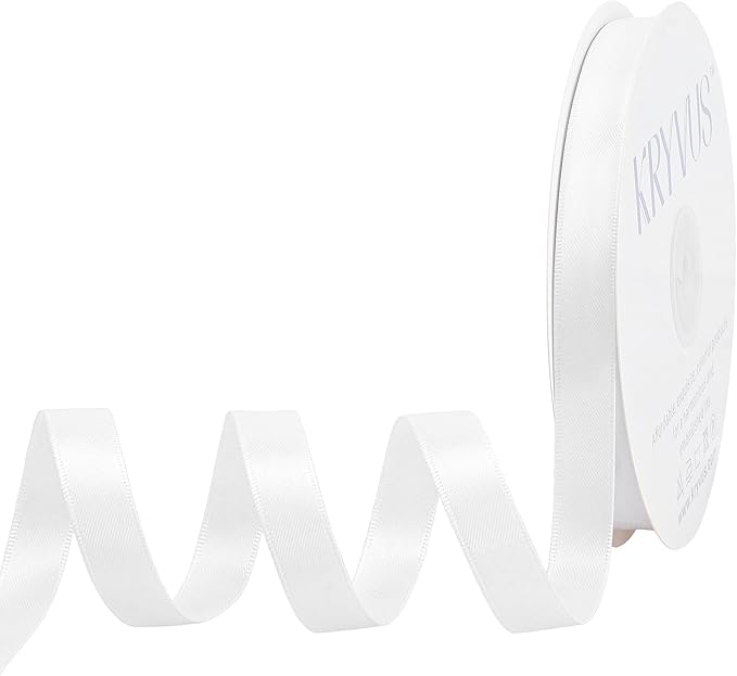 Premium Double Faced Satin Ribbon, 1/2 Inch X 50 Yards, White, Perfect for Gift Wrapping, Crafts, Wedding Decor