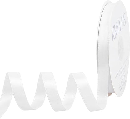 Premium Double Faced Satin Ribbon, 1/2 Inch X 50 Yards, White, Perfect for Gift Wrapping, Crafts, Wedding Decor