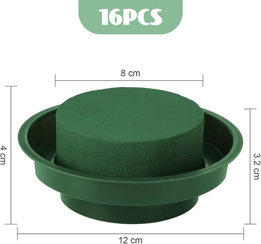 Floral Foam with Bowl 4.7 Inch Green DIY Flower Arrangement Kit Round Wet Foam, Wedding Aisle Flowers, Party Decoration (8 Pieces)