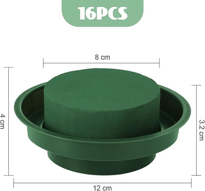 Floral Foam with Bowl 4.7 Inch Green DIY Flower Arrangement Kit Round Wet Foam, Wedding Aisle Flowers, Party Decoration (24 Pieces)