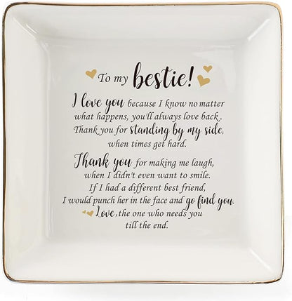 HOME SMILE Ceramic Ring Dish Jewelry Tray for Mom Sister Friends