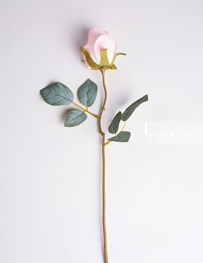 Rose Artificial Flower Buds 12pcs Realistic Faux Silk Roses Fake Flowers Bouquets Arrangements Decor for Wedding Spring Mother's Day, Home Table Decorations, Light Pink Flower