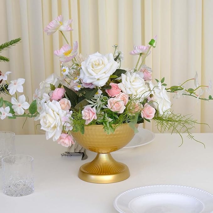 6.5 inch 12 pcs Brass Vase Bowl Gold Centerpieces for Tables Wedding Party Event Gold Accent Decorative Bowl Vintage Style