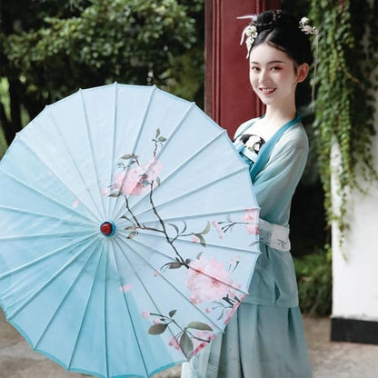 Parasol Chinese Style Classical Oil Paper Umbrella Rainproof Umbrella, Parasol Pendent Floral Mulitcolor Paper and Bamboo Painted Paper Parasol