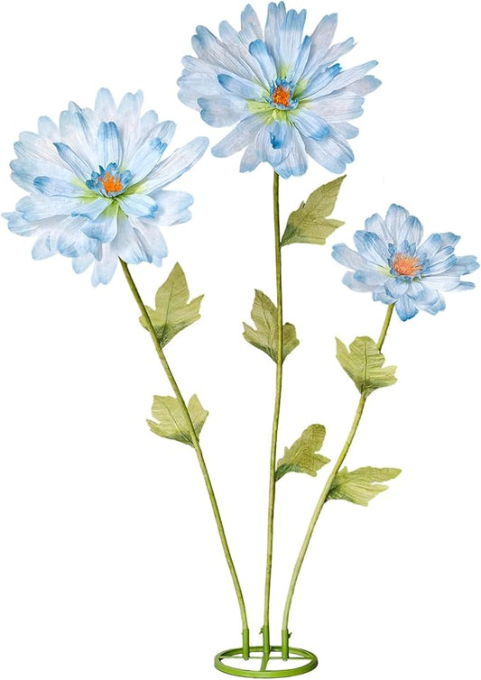 5.6 Ft Large Daisy Flowers for Decorations,Big Fake Daisy,Giant Artificial Flower with Stand,for Home Garden Hotel Office Decor,Photography Props,Wedding,Birthday,Art Gallery,Shop Window Display(Blue)