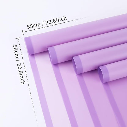 FUHITIM 20 Sheets Flower Wrapping Paper - Waterproof Floral Bouquet Packaging Paper for DIY Crafts，Florist Supplies Packaging Paper for Wedding Birthday Gift (Translucent Lilac Purple)