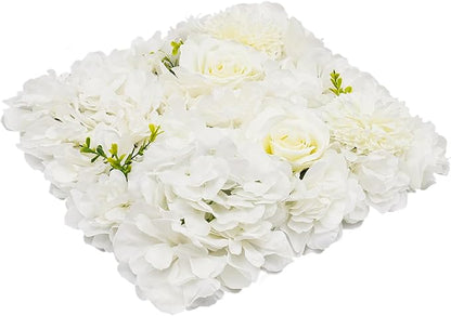 Gdrasuya10 12PCS Artificial Flower Wall Panel Wedding Backdrop Event Party Photography Flower Wall Background White Realistic Flower Wall Backdrop Faux Floral Wall Decor