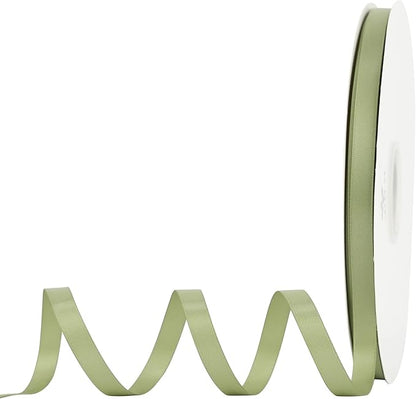 MEEDEE Olive Green Ribbon 3/8 Inch Double Faced Satin Ribbon 100 Yards Bulk Thin Green Ribbons for Gift Wrapping, Wedding, Crafts, Card Making, Favor Decor