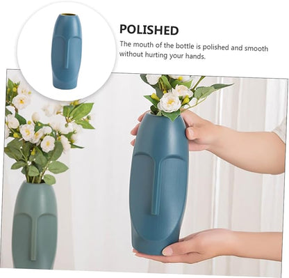 Abstract Navy Blue Plastic Flower Vase Lightweight Desktop Ornament for Dried Flowers Home Decoration Wedding Shop Window Display