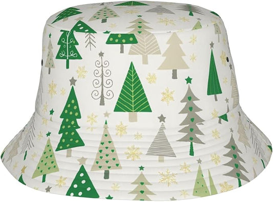 Christmas Navy Blue Tree Bucket Hat Novelty Sun Hats Trendy Fisherman Cap for Men and Women