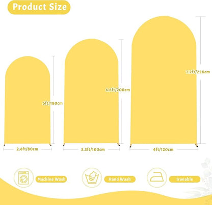 6FT Yellow Arch Backdrop Cover - Polyester Fitted Wedding Arch Stand Covers Round Top Chiara Arch Backdrop Cover for Birthday Party Banquet Photo Background Decoration