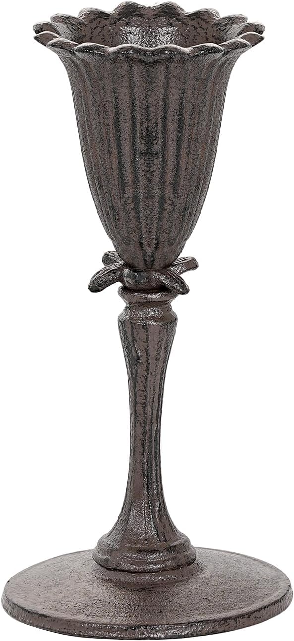 Sungmor Cast Iron Tabletop Flower Vase, Vintage Pretty Tulip Design, 8.6" Tall Decorative Centerpieces Flower Stand, Artificial Flower Arrangements Home Decor for Ceremony Birthday Holiday Event Party