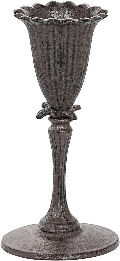 Sungmor Cast Iron Tabletop Flower Vase, Vintage Pretty Tulip Design, 8.6" Tall Decorative Centerpieces Flower Stand, Artificial Flower Arrangements Home Decor for Ceremony Birthday Holiday Event Party