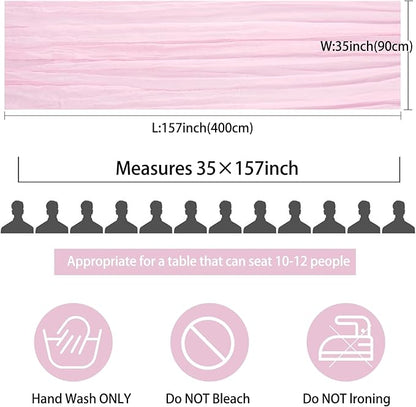12 Pack 13Ft Cheesecloth Table Runner 35x157 Inch Boho Gauze Table Runner Cheese Cloth Long Rustic Table Runners for Wedding Bridal Shower Birthday Party Table Decor (Pink Purple)