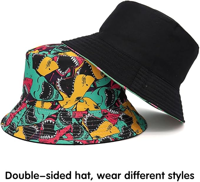 Malaxlx Unisex Bucket Hat Beach Sun Hat Aesthetic Fishing Hat for Men Women Teens, Reversible Double-Side-Wear