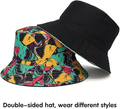 Malaxlx Unisex Bucket Hat Beach Sun Hat Aesthetic Fishing Hat for Men Women Teens, Reversible Double-Side-Wear