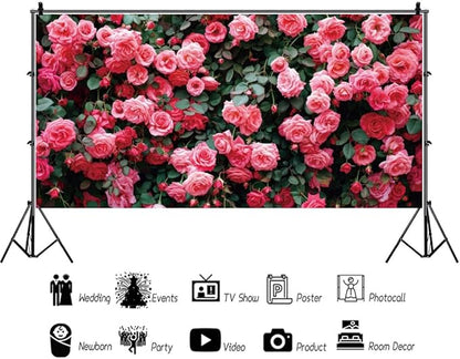6x4ft Art Studio Flower Photo Background Pink Rose Photography Backdrop for Pictures Newborn Bridal Shower Birthday Party Banner Decor Photo Studio Props