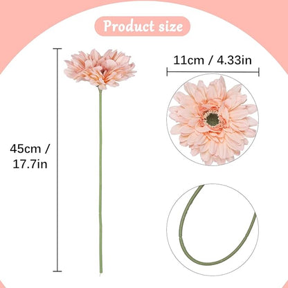 Artificial Gerbera Daisies Flowers Pink Silk Flowers Gerber Daisy Artificial 10PCS 17.7in Fake Daisies for Wedding Bridal Bouquet Party Home Kitchen Decor(Pink)