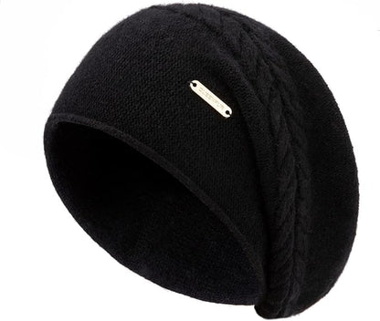 QUEENFUR Knit Slouchy Beanie Hats for Women Cashmere Ski Cap Knitted Wool Soft Warm Winter Hat