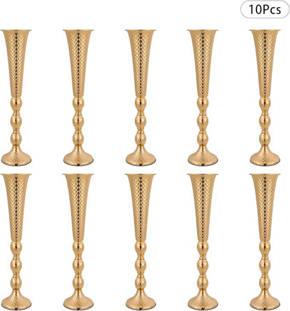 10 PCS Trumpet Vase Flower Arrangements Stand, 23.6 Inch Tall Wedding Gold Flower Stand, Decorative Centerpiece Table Decoration for Party Wedding Reception Event