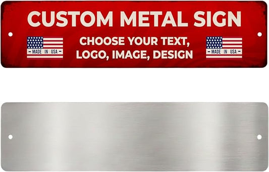 Custom Metal Signs by BCB for Outdoor Use – Heavy-Duty 1mm Thick Personalized Metal Sign | Vintage Outdoor Wall Art, Yard Decor, Street, Garage & Garden Signs | Multiple Sizes | Made in USA