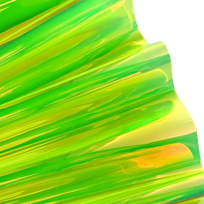 ONEART | 16 Gauge Holographic Iridescent Plastic Vinyl, 16"x54" Transparent Vinyl Fabric-Yellow