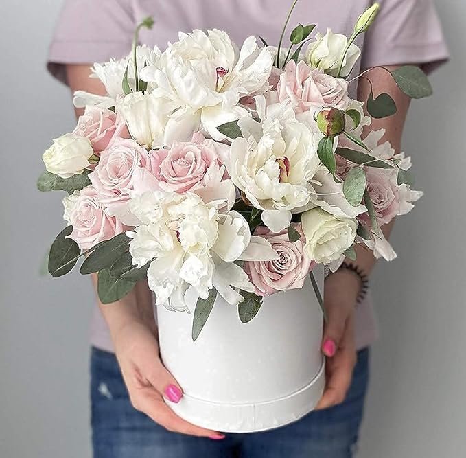 UNIKPACKAGING Premium Quality Round Flower Box, Gift Boxes for Luxury Flower and Gift Arrangements, Set of 3 pcs (White)