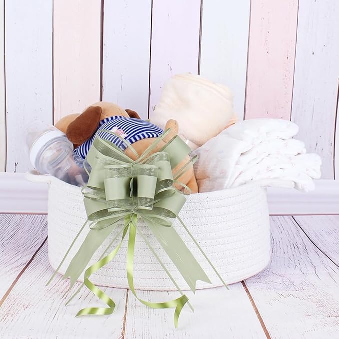 WEWILUCK Bows for Gift Wrapping, Sage Green Gift Bow for Presents, Gift Baskets, Gift Bags, Gift Boxes, Christmas, Easter, Birthdays, Baby showers(6 inches, 15PCS)